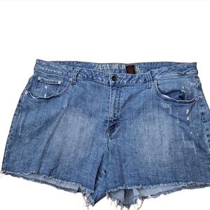 Zana Di Women's Distressed Denim Shorts Plus Size 24 Embellished Raw Hem Stretch